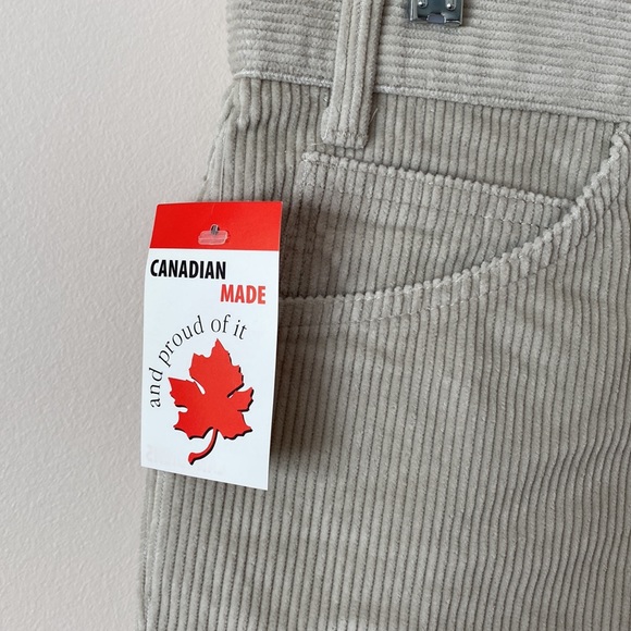 NWT Vintage Cream Beige Corduroy Pants Jeans Unisex Straight Cut Flare Canada - Picture 5 of 14